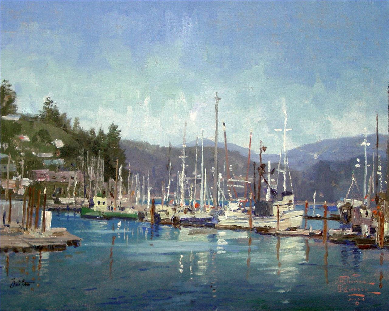 Newport Harbor Thomas Kinkade Oil Paintings